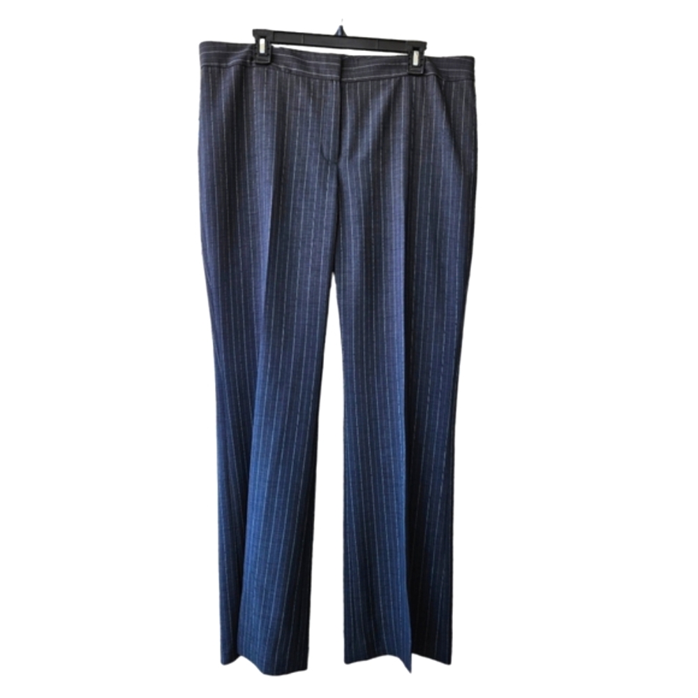 Thin grey pinstripe dress pants smart casual midrise modern fit no lining sz. 14
